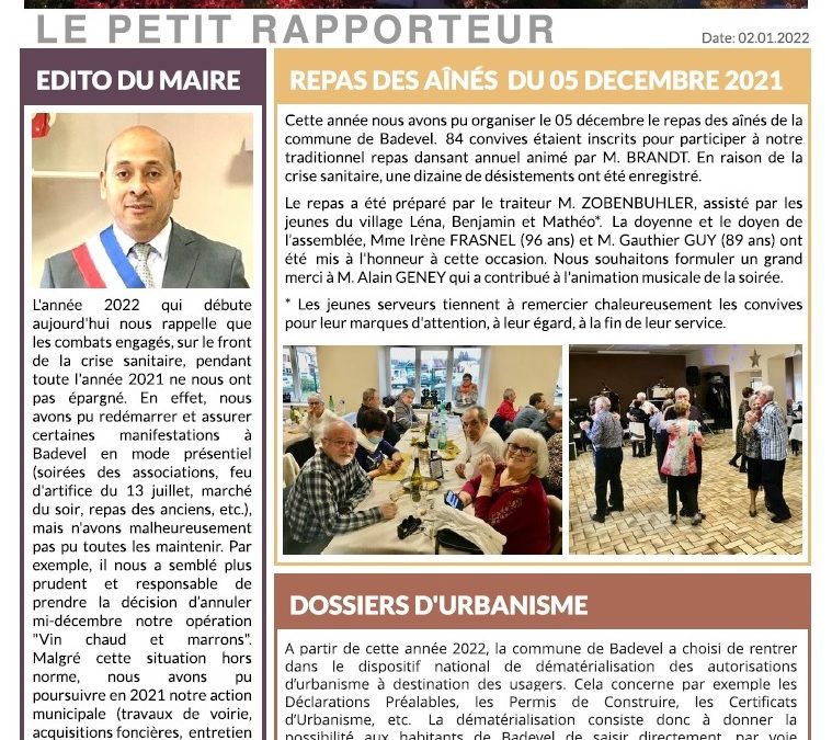 Petit rapporteur – Janvier 2022