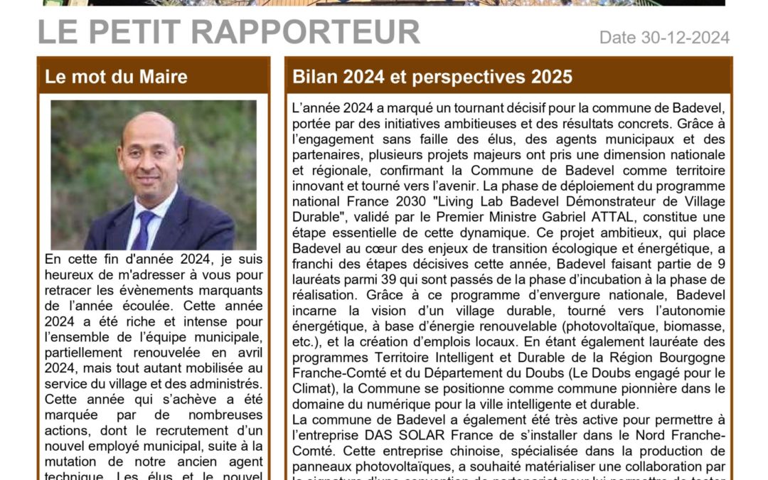 Petit Rapporteur – Décembre 2024