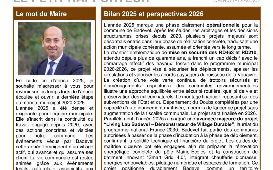 Petit Rapporteur – Décembre 2025